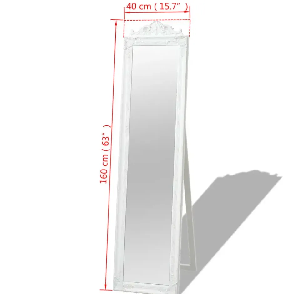 vidaXL - Vrijstaande Spiegel - Wit - Hout - 160 x 40 cm