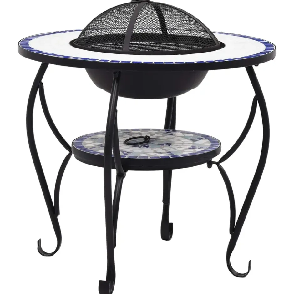 vidaXL - Vuurtafel - Blauw - Keramiek