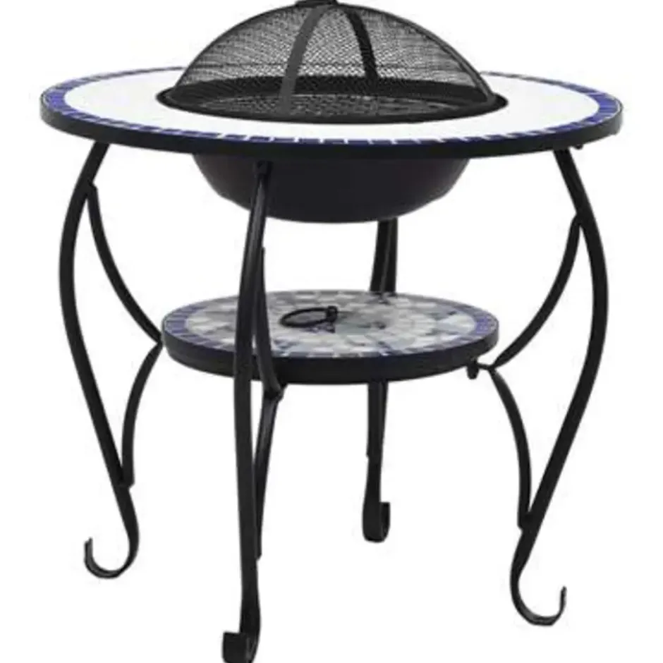 vidaXL - Vuurtafel - Blauw - Keramiek