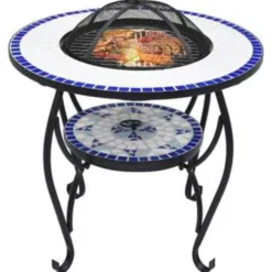 vidaXL - Vuurtafel - Blauw - Keramiek