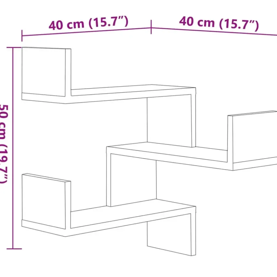 vidaXL - Wandhoekschap - Bruin - Bewerkt hout - 2 stuks
