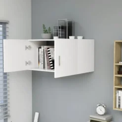 vidaXL - Wandkast - Wit - Bewerkt hout
