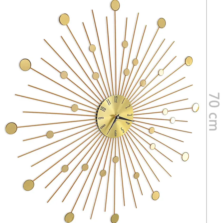 vidaXL - Wandklok - Goud - Metaal - 70 cm