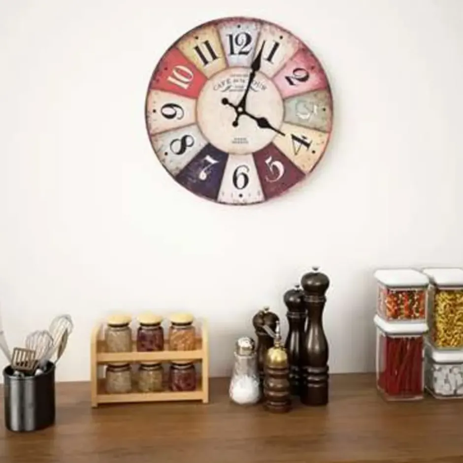 vidaXL - Wandklok - Multikleur - MDF - 30 cm