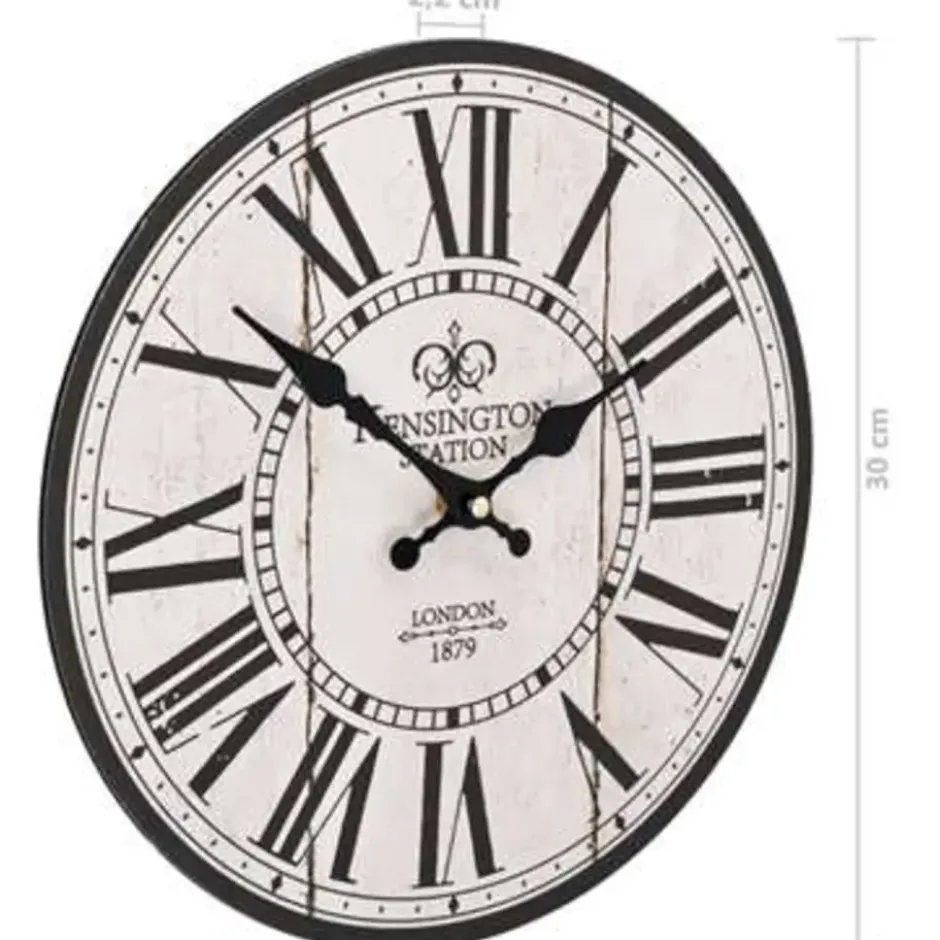 vidaXL - Wandklok - Wit - MDF - 30 cm