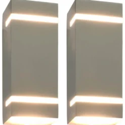 vidaXL - Wandlamp - Zilver - Roestvrij staal - 75 x 95 x 238 mm - 2 stuks