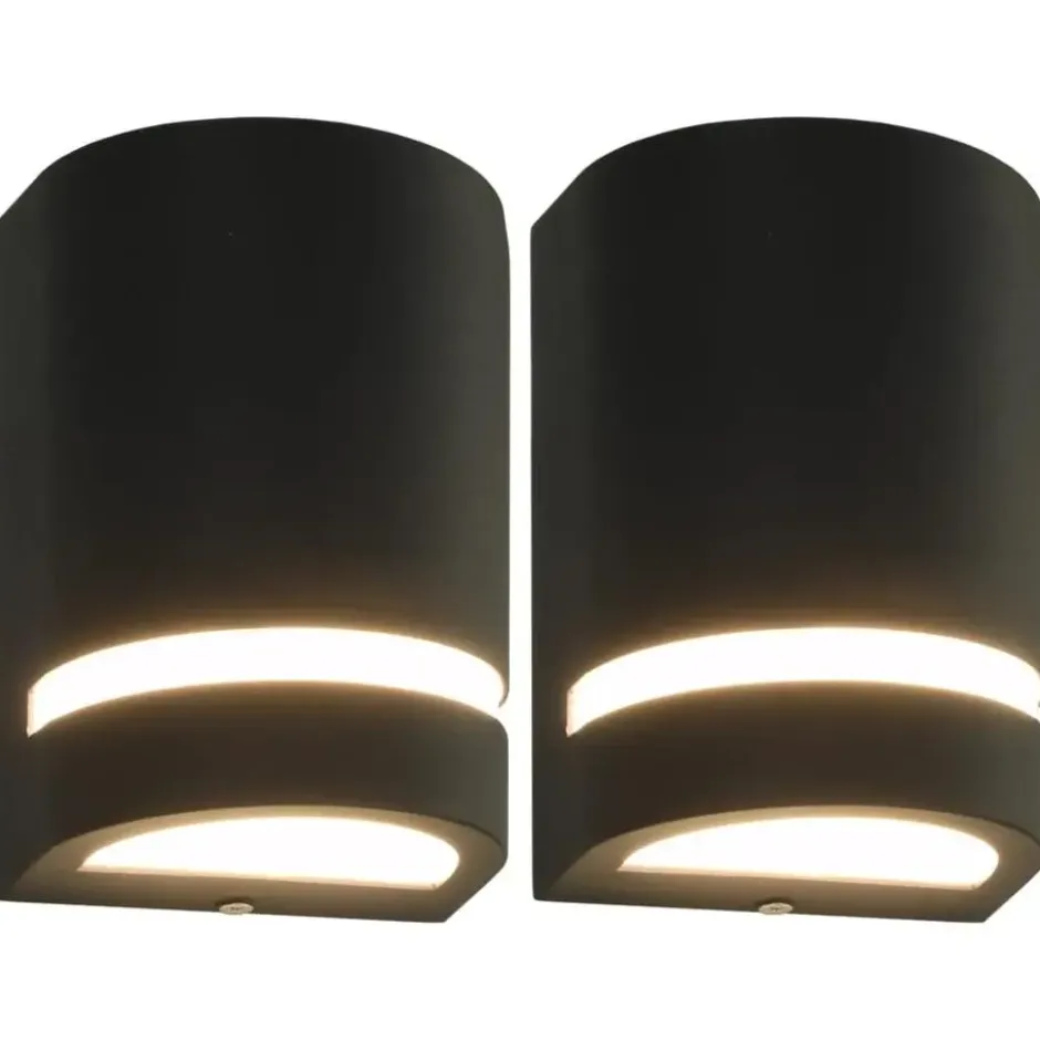 vidaXL - Wandlamp - Zwart - Aluminium - 75 x 95 x 150 mm - 2 stuks