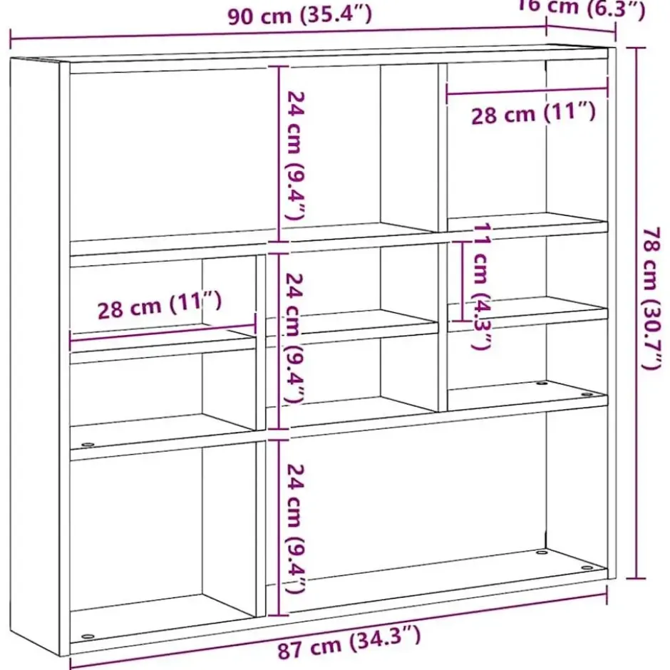 vidaXL - Wandmeubel - Grijs - Bewerkt hout
