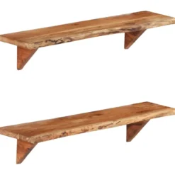 vidaXL - Wandplank - Bruin - Hout - 90 x 20 x 18 cm - 2 stuks