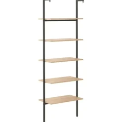 vidaXL - Wandrek met 5 schappen - Bruin - Bewerkt hout - 64 x 35 x 185 cm