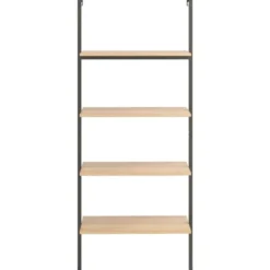 vidaXL - Wandrek met 4 schappen - Lichtbruin - Bewerkt hout - 64 x 35 x 152.5 cm