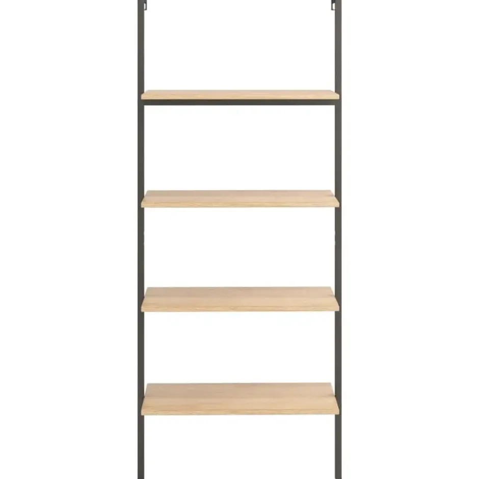 vidaXL - Wandrek met 4 schappen - Lichtbruin - Bewerkt hout - 64 x 35 x 152.5 cm