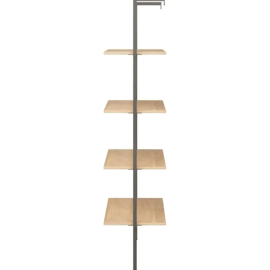 vidaXL - Wandrek met 4 schappen - Lichtbruin - Bewerkt hout - 64 x 35 x 152.5 cm