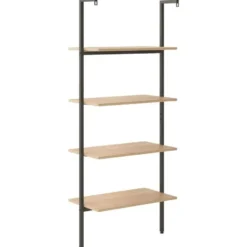 vidaXL - Wandrek met 4 schappen - Lichtbruin - Bewerkt hout - 64 x 35 x 152.5 cm