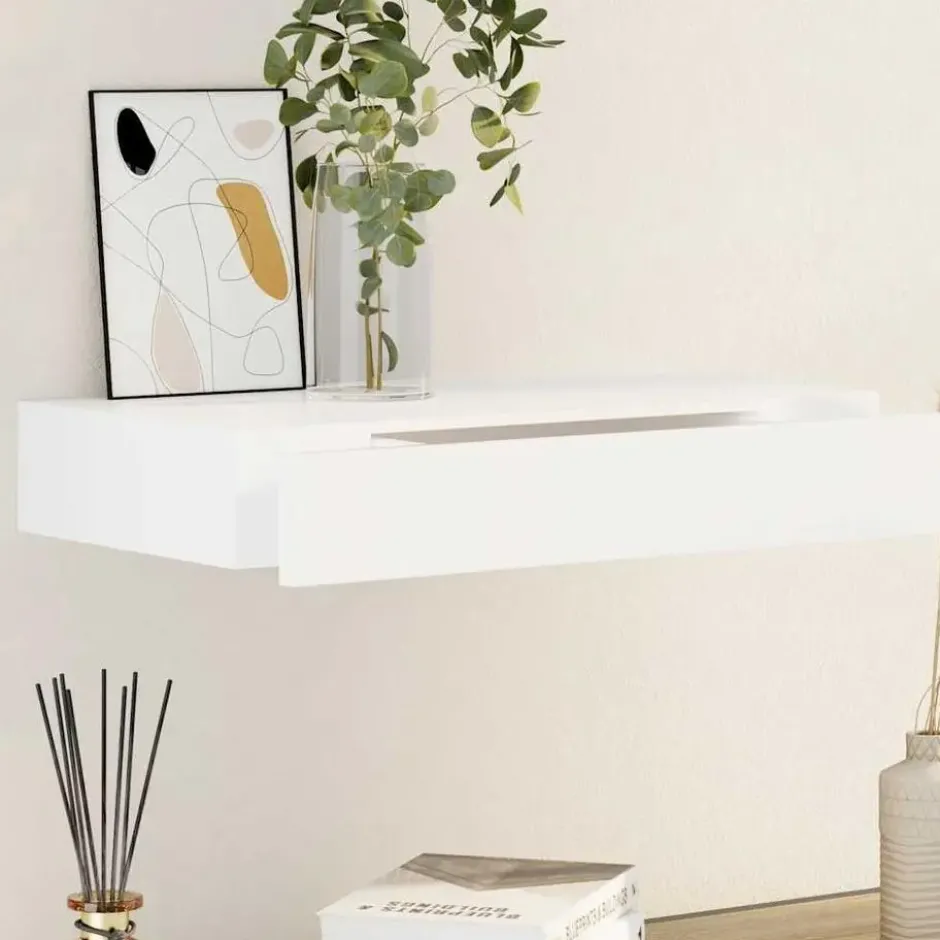 vidaXL Wandschap - met lade - zwevend - MDF - wit