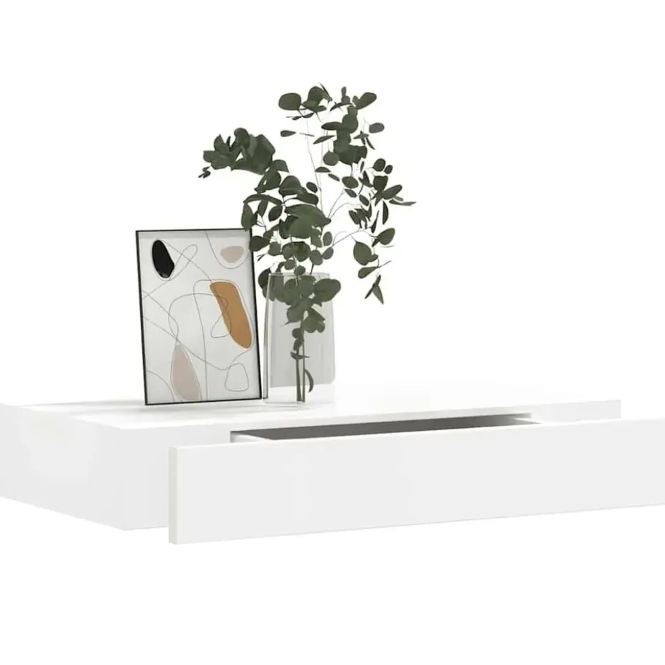 vidaXL Wandschap - met lade - zwevend - MDF - wit
