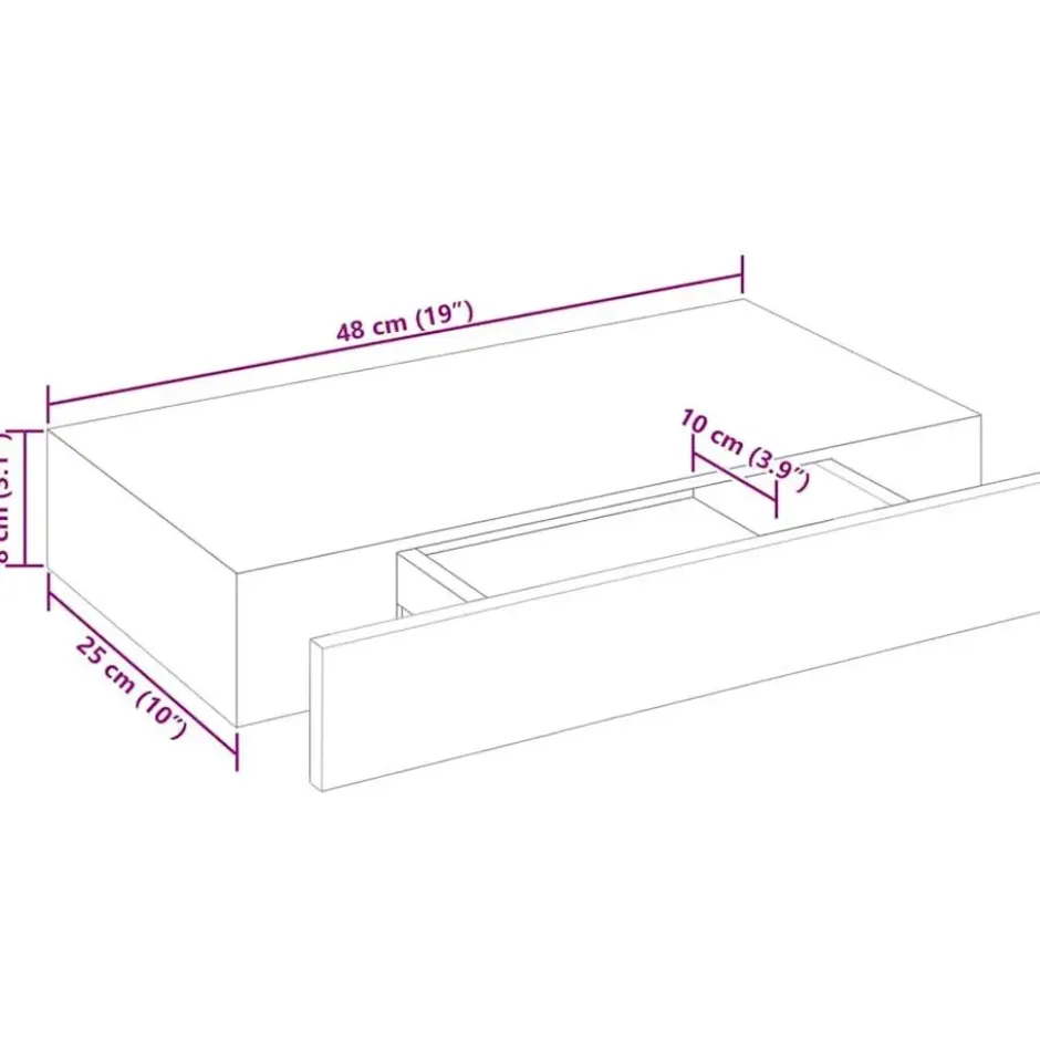 vidaXL Wandschap - met lade - zwevend - MDF - wit