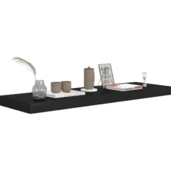 vidaXL - Wandschap - Zwart - MDF - 80 x 23.5 x 3.8 cm