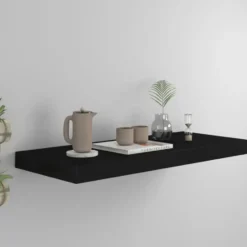 vidaXL - Wandschap - Zwart - MDF - 60 x 23.5 x 3.8 cm