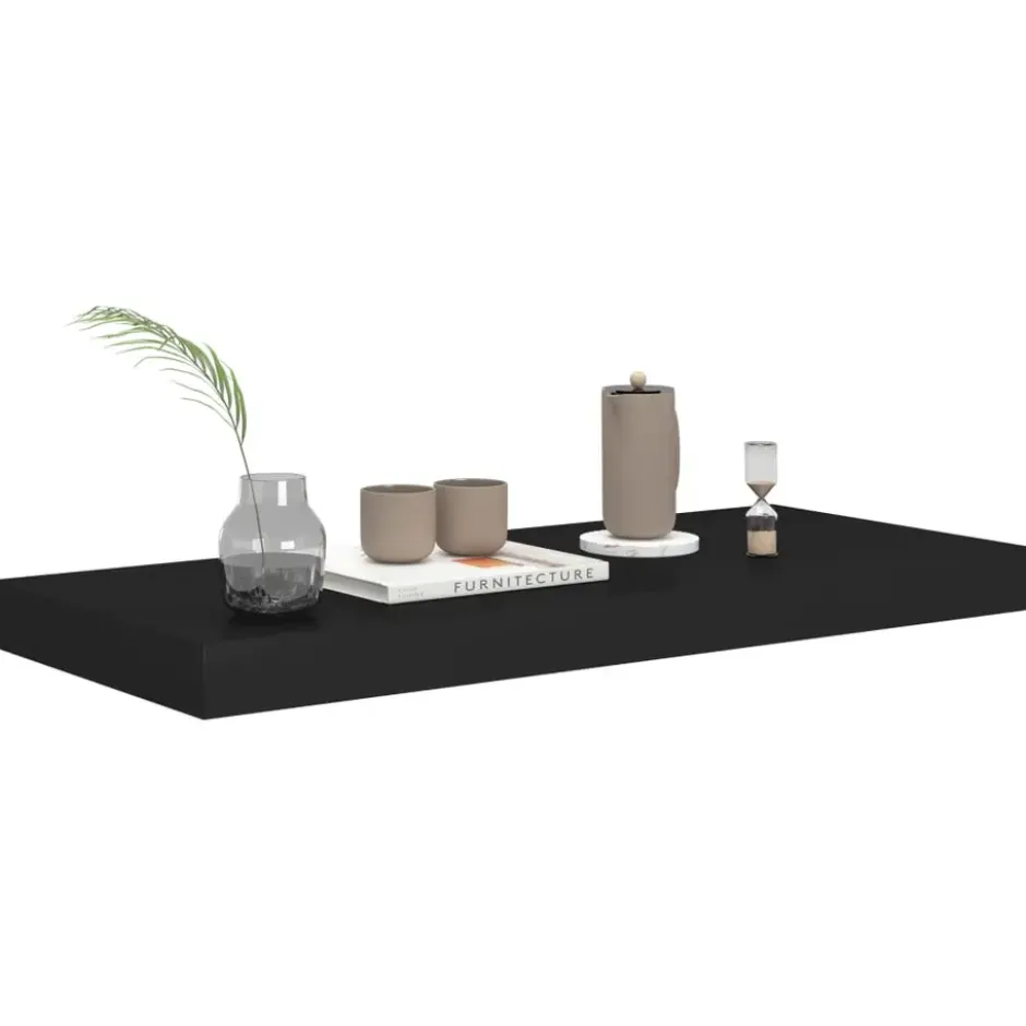 vidaXL - Wandschap - Zwart - MDF - 60 x 23.5 x 3.8 cm