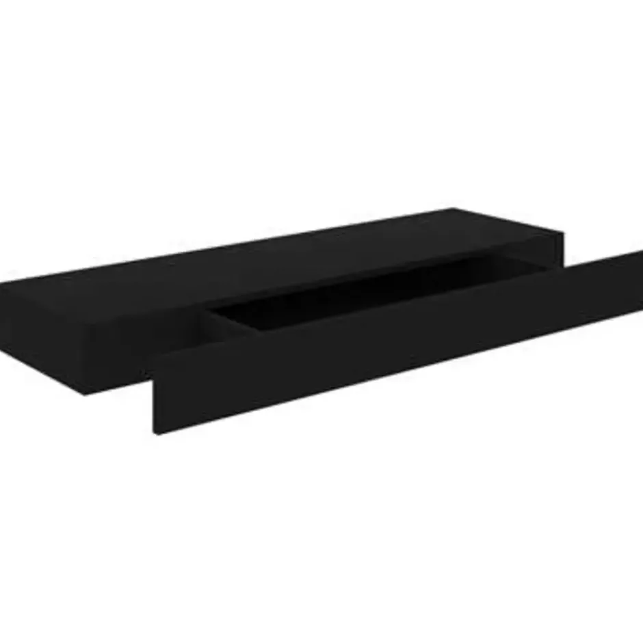 vidaXL - Wandschap - Zwart - MDF - 80 x 25 x 8 cm