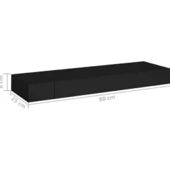 vidaXL - Wandschap - Zwart - MDF - 80 x 25 x 8 cm