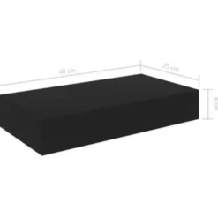 vidaXL - Wandschap - Zwart - MDF - 48 x 25 x 8 cm