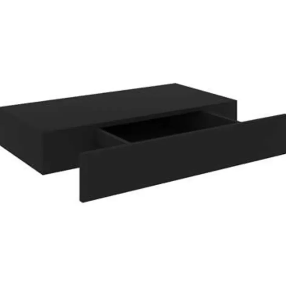 vidaXL - Wandschap - Zwart - MDF - 48 x 25 x 8 cm