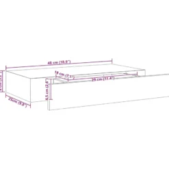 vidaXL - Wandschap - Zwart - MDF - 48 x 25 x 8 cm