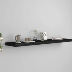 vidaXL - Wandschap - Zwart - MDF - 120 x 23.5 x 3.8 cm