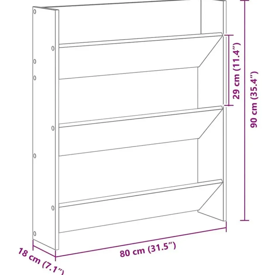 vidaXL - Wandschoenenkast - Bruin - Bewerkt hout