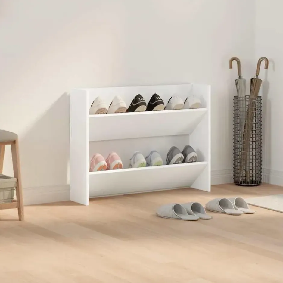 vidaXL - Wandschoenenkast - Wit - Bewerkt hout