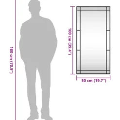 vidaXL - Wandspiegel - Zwart - IJzer - 50 x 100 cm