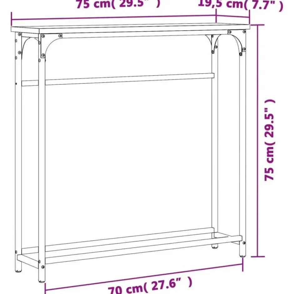 vidaXL - Wandtafel - Grijs sonoma eiken - Bewerkt hout - 75x19.5x75 cm