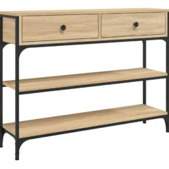 vidaXL - Wandtafel met 2 lades 2 schappen - Sonoma eiken - Hout - 100x25x75 cm
