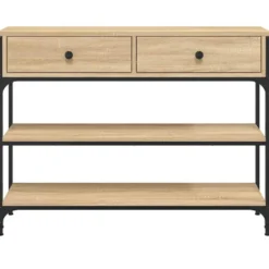 vidaXL - Wandtafel met 2 lades 2 schappen - Sonoma eiken - Hout - 100x25x75 cm
