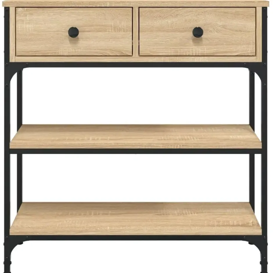 vidaXL - Wandtafel met 2 lades 2 schappen - Sonoma eiken - Hout - 72.5x25x75 cm