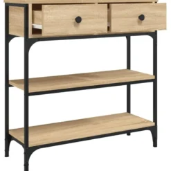 vidaXL - Wandtafel met 2 lades 2 schappen - Sonoma eiken - Hout - 72.5x25x75 cm