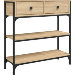 vidaXL - Wandtafel met 2 lades 2 schappen - Sonoma eiken - Hout - 72.5x25x75 cm