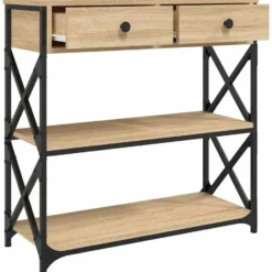 vidaXL - Wandtafel met 2 lades 2 schappen - Sonoma eiken - Hout - 75x28x75 cm