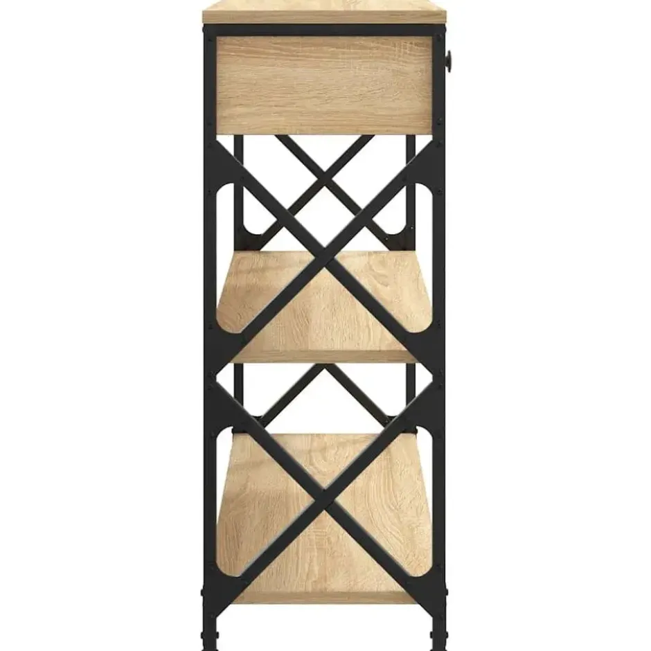 vidaXL - Wandtafel met 2 lades 2 schappen - Sonoma eiken - Hout - 75x28x75 cm