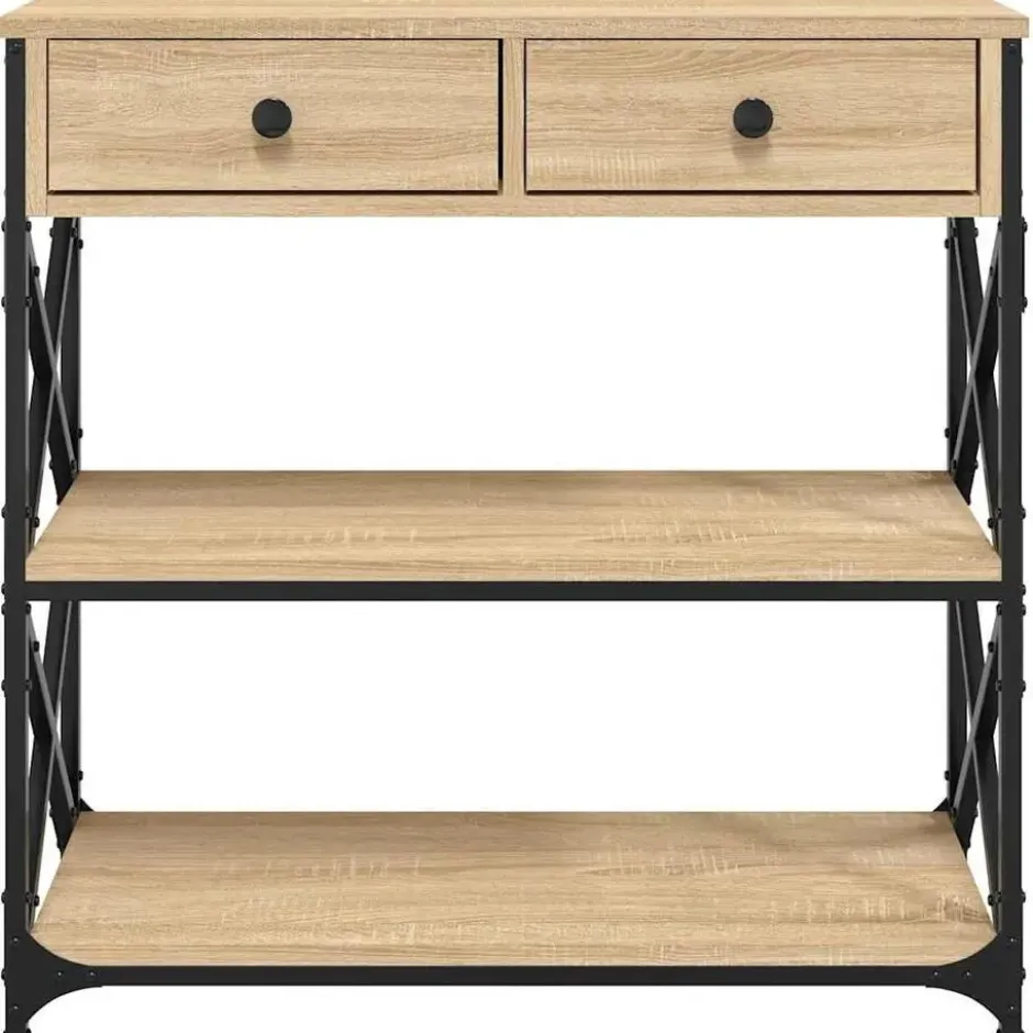 vidaXL - Wandtafel met 2 lades 2 schappen - Sonoma eiken - Hout - 75x28x75 cm
