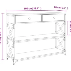 vidaXL - Wandtafel met 2 lades 2 schappen - Sonoma eiken - Hout - 100x28x75 cm