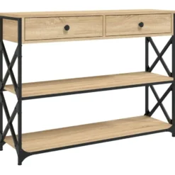 vidaXL - Wandtafel met 2 lades 2 schappen - Sonoma eiken - Hout - 100x28x75 cm