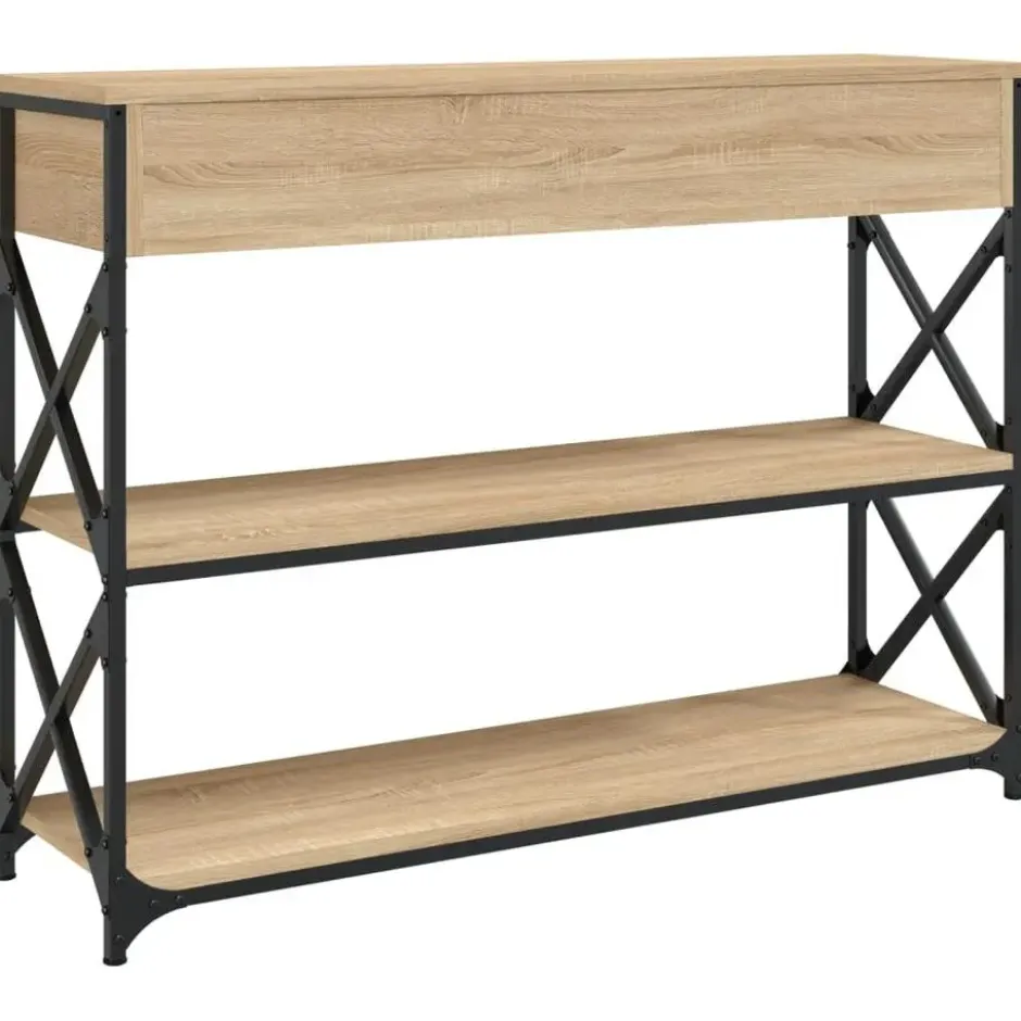 vidaXL - Wandtafel met 2 lades 2 schappen - Sonoma eiken - Hout - 100x28x75 cm