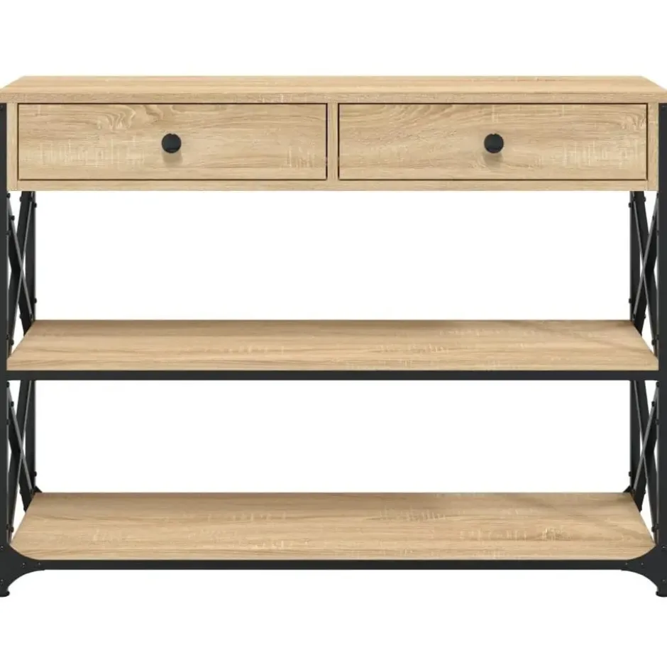 vidaXL - Wandtafel met 2 lades 2 schappen - Sonoma eiken - Hout - 100x28x75 cm
