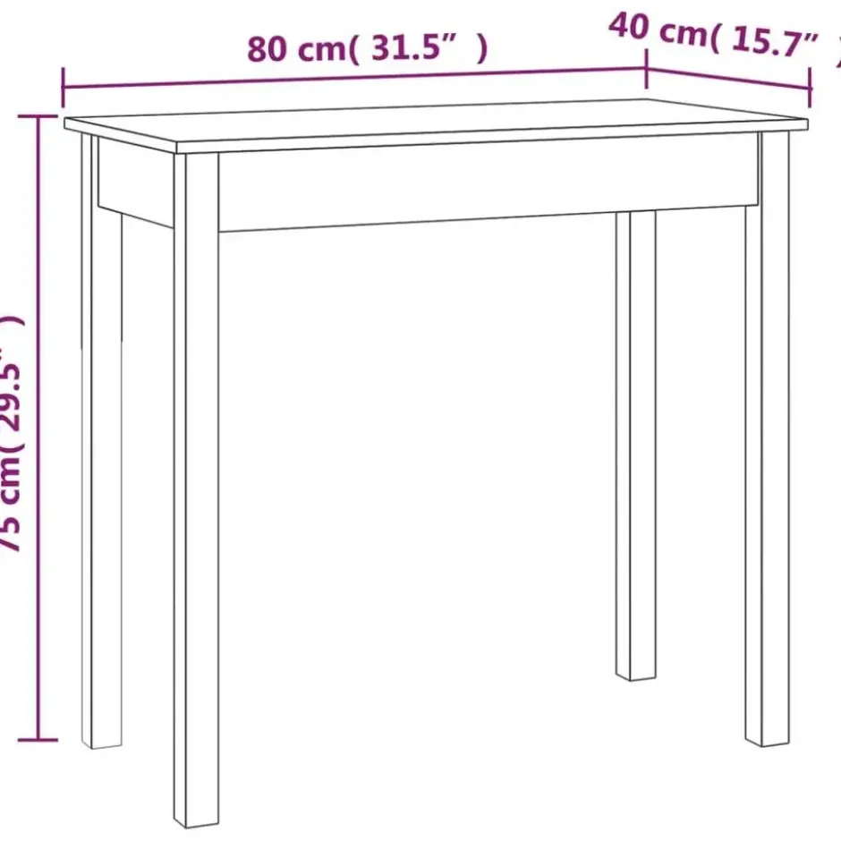 vidaXL - Wandtafel - Wit - Massief grenenhout - 80x40x75 cm