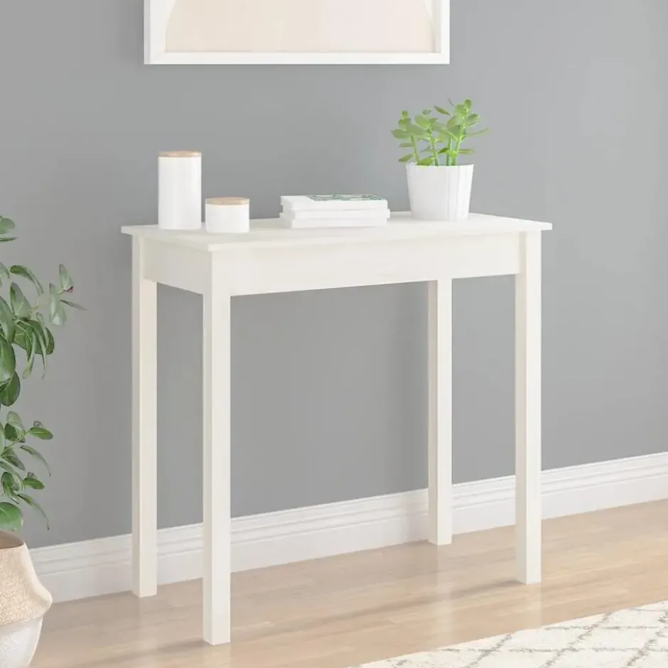vidaXL - Wandtafel - Wit - Massief grenenhout - 80x40x75 cm