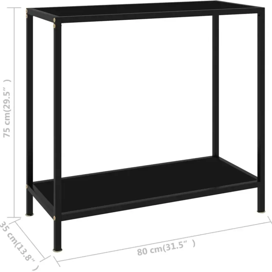 vidaXL - Wandtafel - Zwart - Glas - 80 x 35 x 75 cm