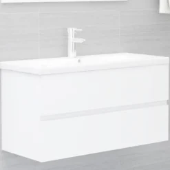 vidaXL - Wastafelkast - Wit - Bewerkt hout - 90 x 38.5 x 45 cm